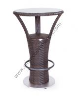 Üzeri Camlı Rattan Bar Masası