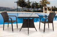 Üzeri Camlı Rattan Masa 80x80